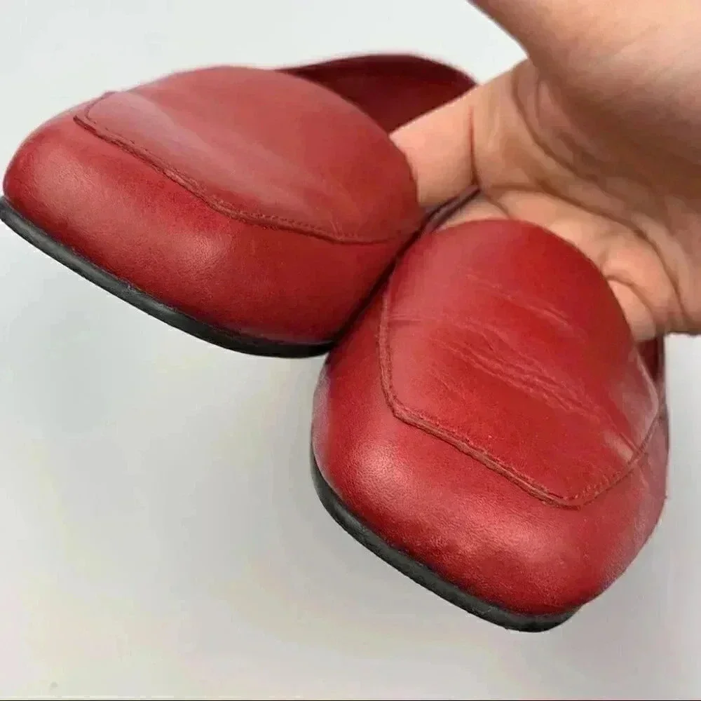Enzo Angiolini liberty flats 5 red leather vintage Grannycore 80s 90s loafers